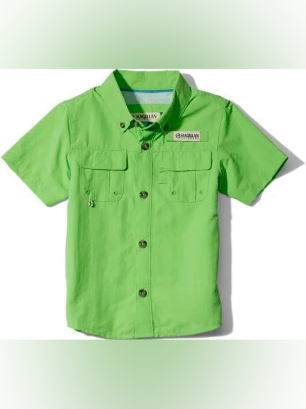 EUC Magellan Outdoors Toddler Short-Sleeve Button Shirt - Bright Green 4T